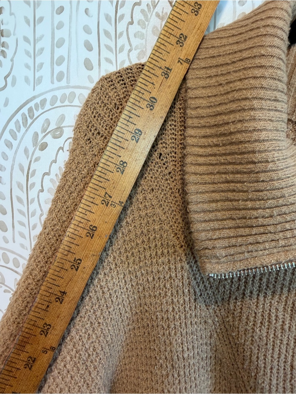 Aerie Oversized Small Brown / Tan Knit Sweater Pullover Quarter Zip Stretchy - Picture 7 of 8